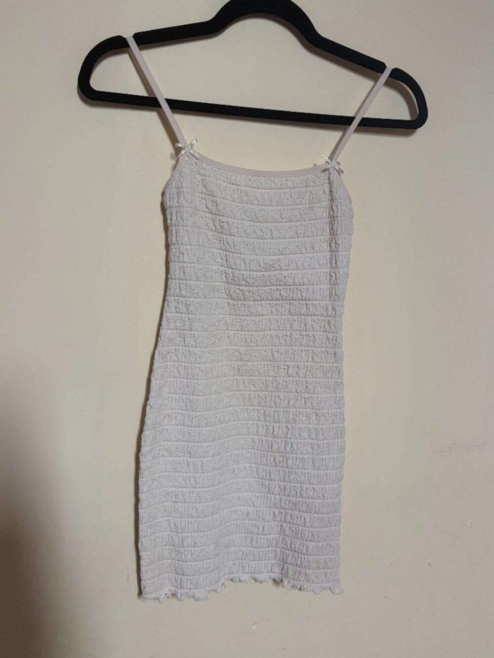 Bershka Textured Cream Cami Bodycon Mini Dress - Size M